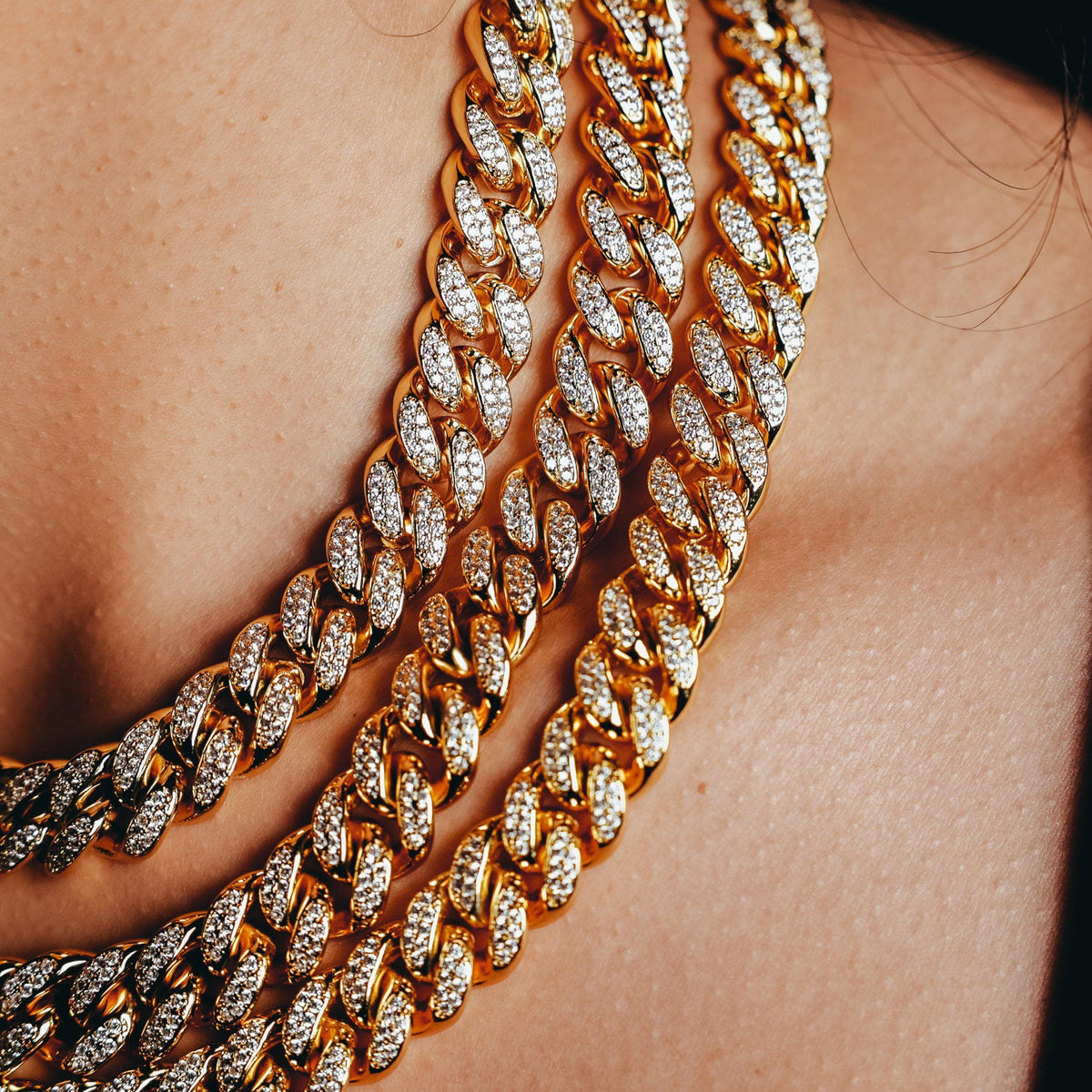 Rose gold deals iced out chain