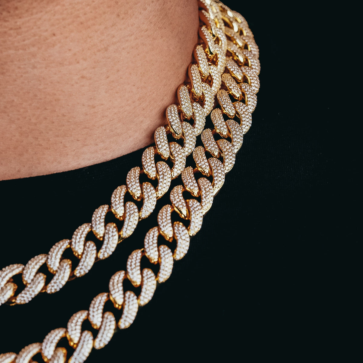 Real gold clearance iced out chain