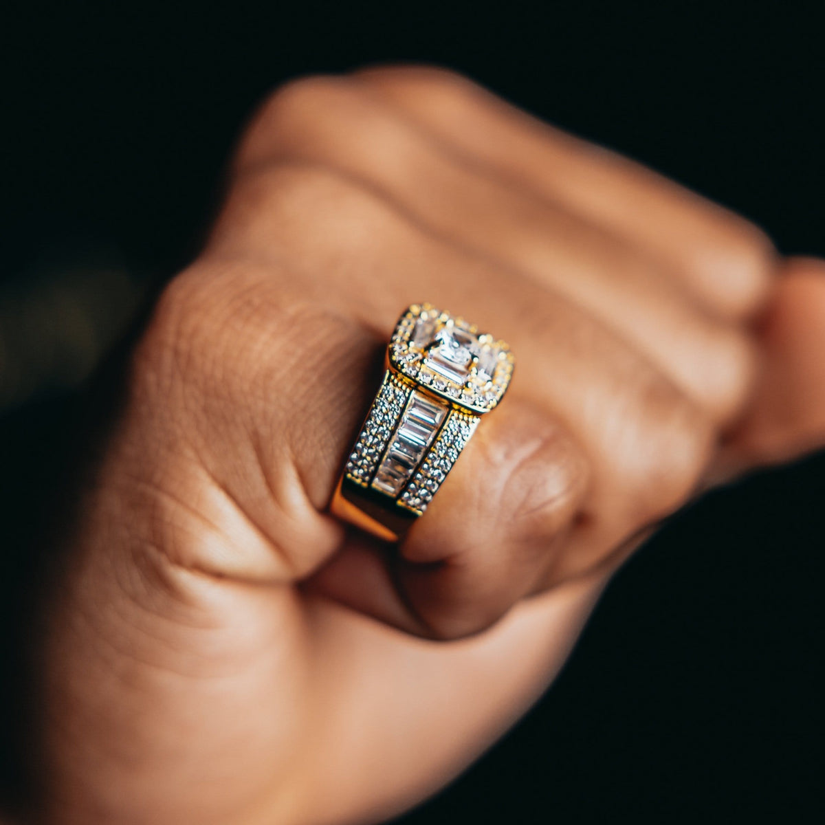 Gold diamond online pinky ring